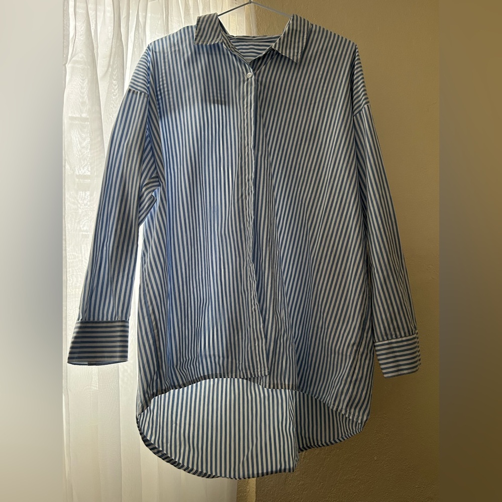 Olive & Oak Sky Blue and White Striped Shirt